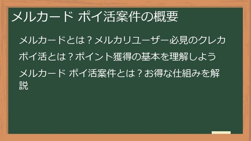 メルカード ポイ活案件の概要