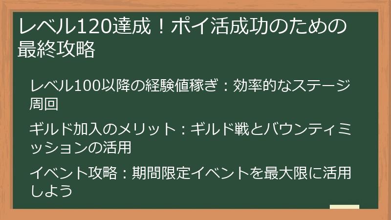 レベル120達成！ポイ活成功のための最終攻略