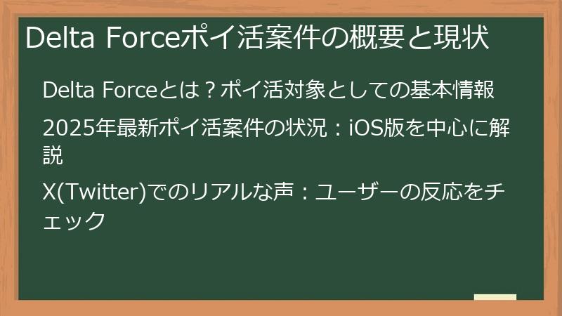 Delta Forceポイ活案件の概要と現状