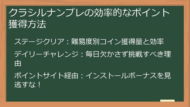 クラシルナンプレの効率的なポイント獲得方法