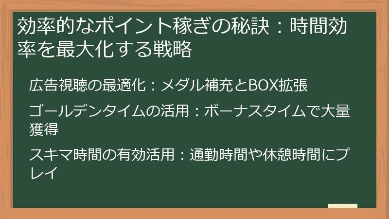 効率的なポイント稼ぎの秘訣：時間効率を最大化する戦略