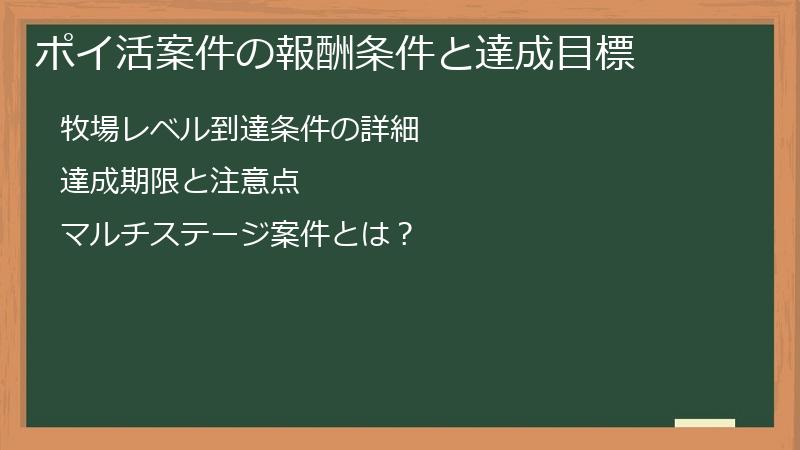 ポイ活案件の報酬条件と達成目標
