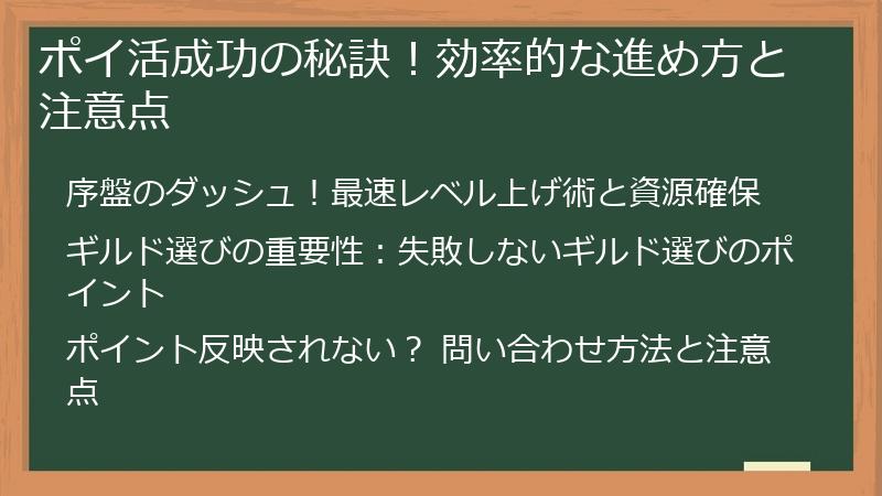 ポイ活成功の秘訣！効率的な進め方と注意点