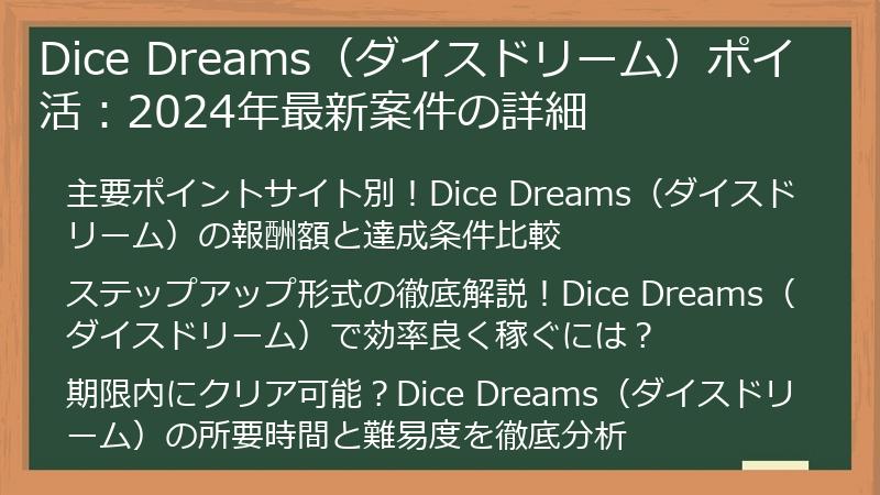 Dice Dreams（ダイスドリーム）ポイ活：2024年最新案件の詳細