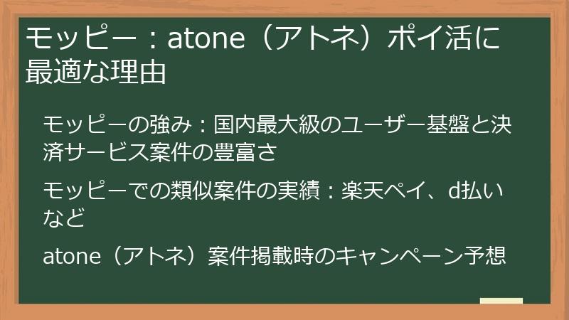 モッピー：atone（アトネ）ポイ活に最適な理由