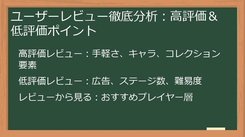 ユーザーレビュー徹底分析：高評価＆低評価ポイント