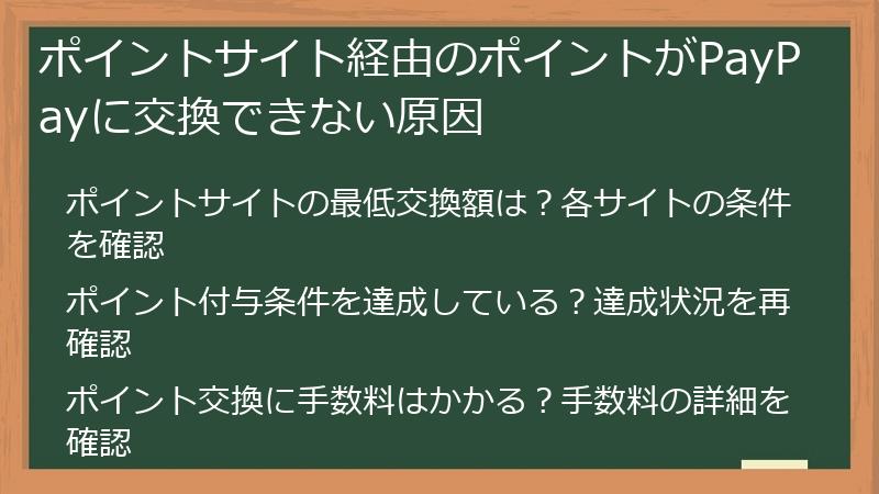 ポイントサイト経由のポイントがPayPayに交換できない原因