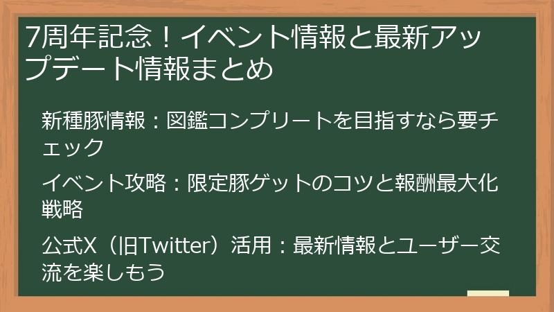 7周年記念！イベント情報と最新アップデート情報まとめ