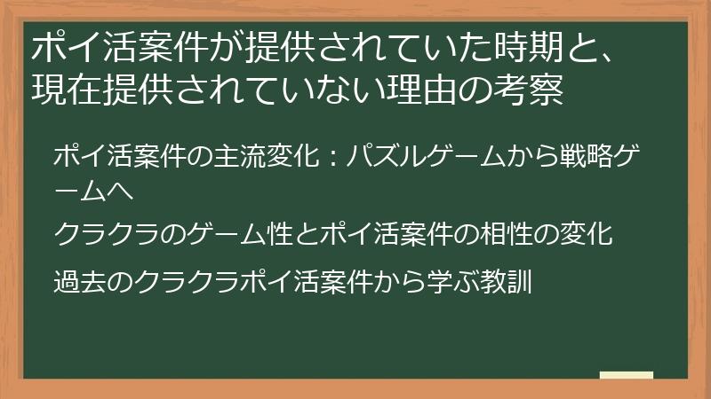ポイ活案件が提供されていた時期と、現在提供されていない理由の考察