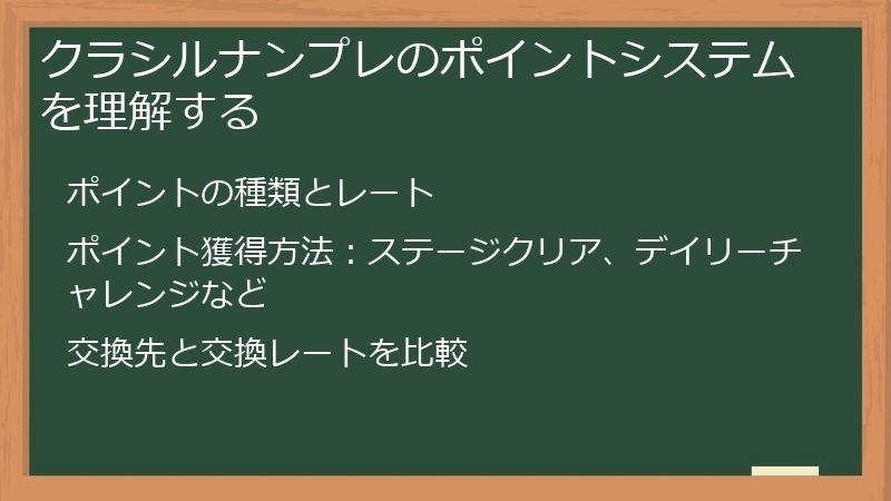クラシルナンプレのポイントシステムを理解する