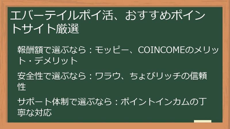 エバーテイルポイ活、おすすめポイントサイト厳選