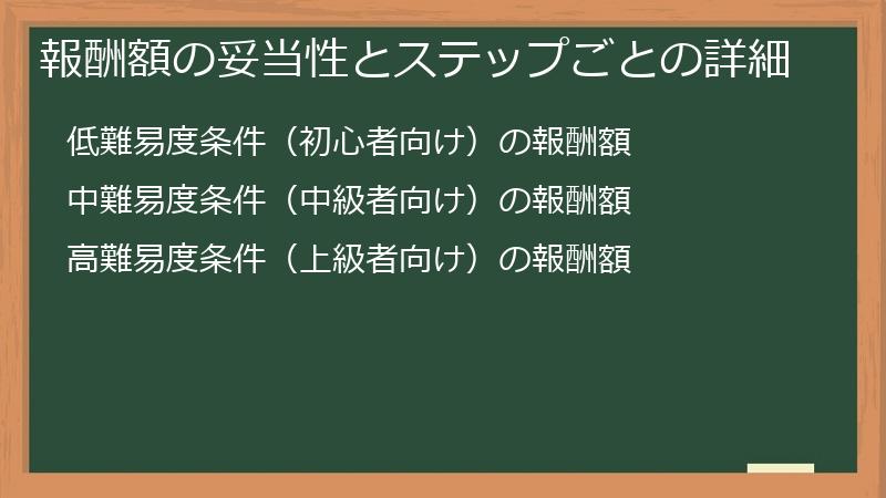 報酬額の妥当性とステップごとの詳細