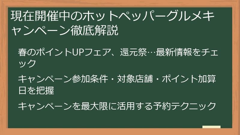 現在開催中のホットペッパーグルメキャンペーン徹底解説