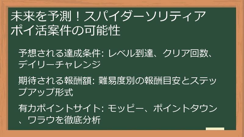 未来を予測！スパイダーソリティア ポイ活案件の可能性