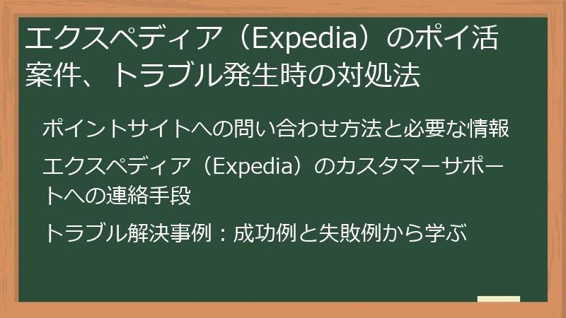 エクスペディア(Expedia)のポイ活案件、トラブル発生時の対処法