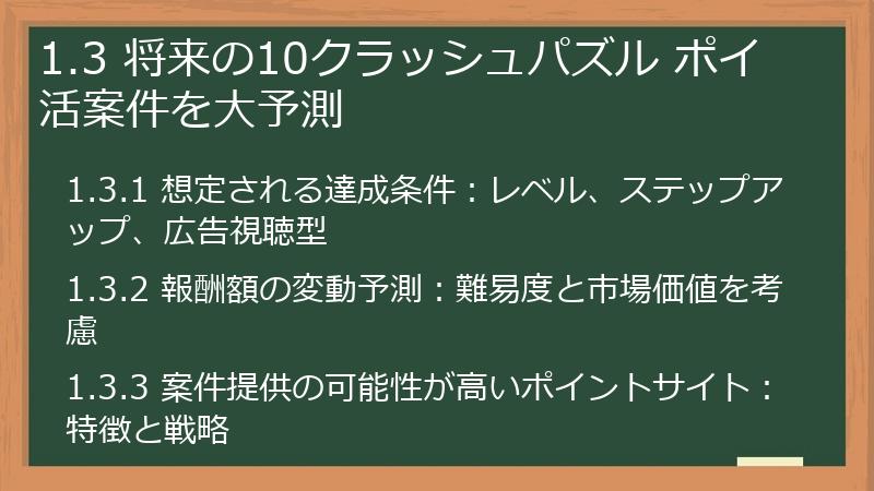 1.3 将来の10クラッシュパズル ポイ活案件を大予測