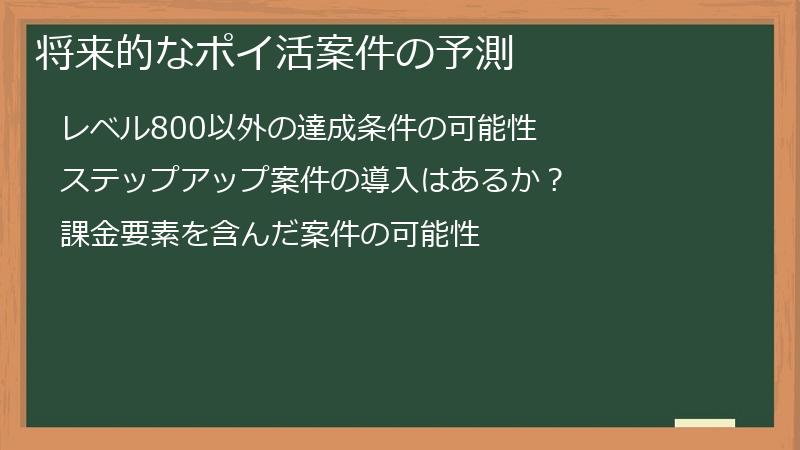 将来的なポイ活案件の予測