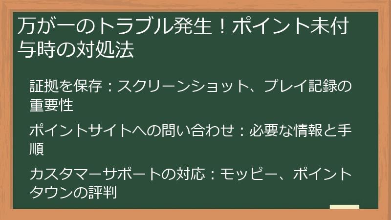 万が一のトラブル発生！ポイント未付与時の対処法