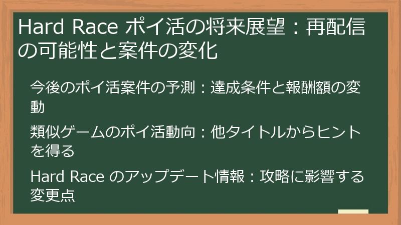 Hard Race ポイ活の将来展望：再配信の可能性と案件の変化