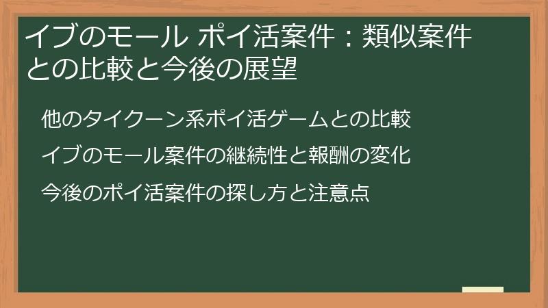 イブのモール ポイ活案件：類似案件との比較と今後の展望