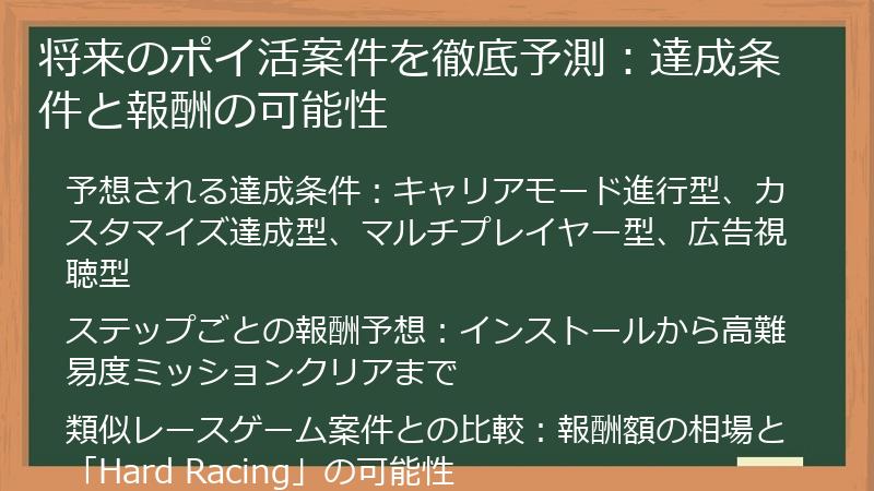 将来のポイ活案件を徹底予測：達成条件と報酬の可能性