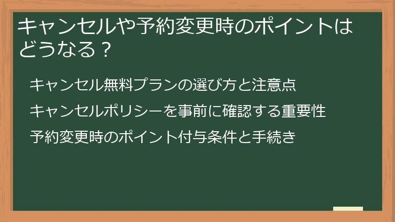 キャンセルや予約変更時のポイントはどうなる？