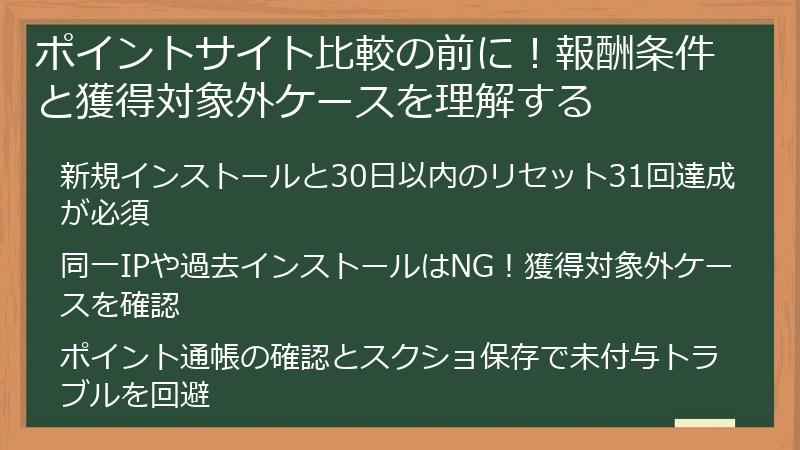 ポイントサイト比較の前に！報酬条件と獲得対象外ケースを理解する