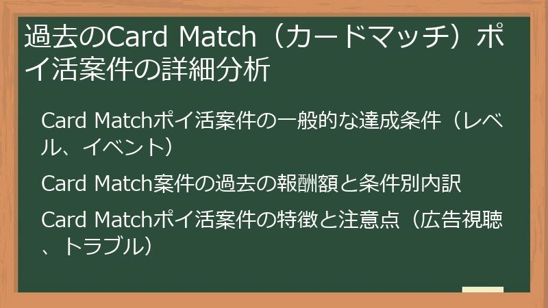 過去のCard Match（カードマッチ）ポイ活案件の詳細分析