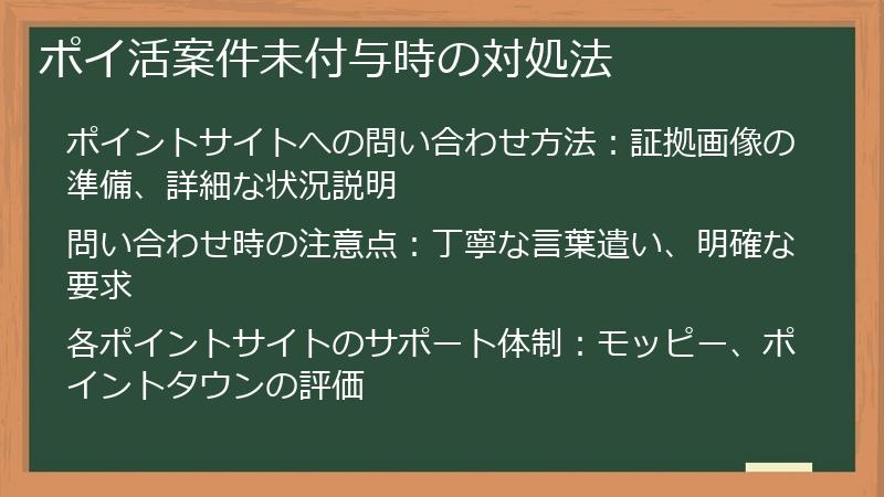 ポイ活案件未付与時の対処法