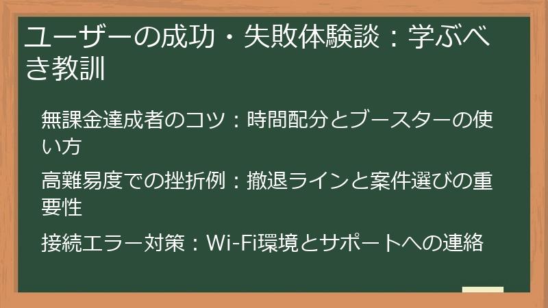 ユーザーの成功・失敗体験談:学ぶべき教訓