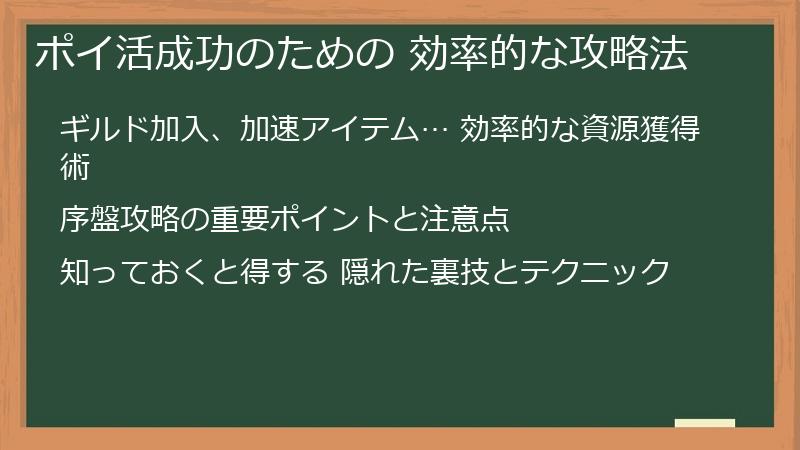 ポイ活成功のための 効率的な攻略法