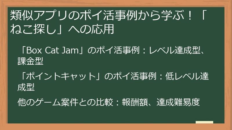 類似アプリのポイ活事例から学ぶ！「ねこ探し」への応用