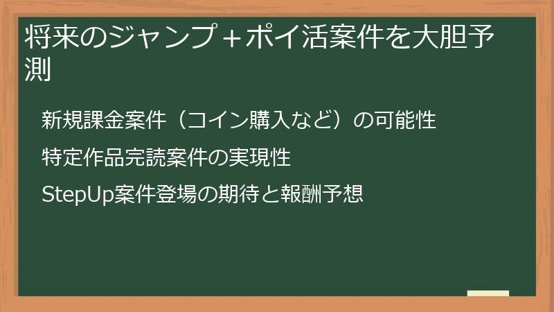 将来のジャンプ＋ポイ活案件を大胆予測