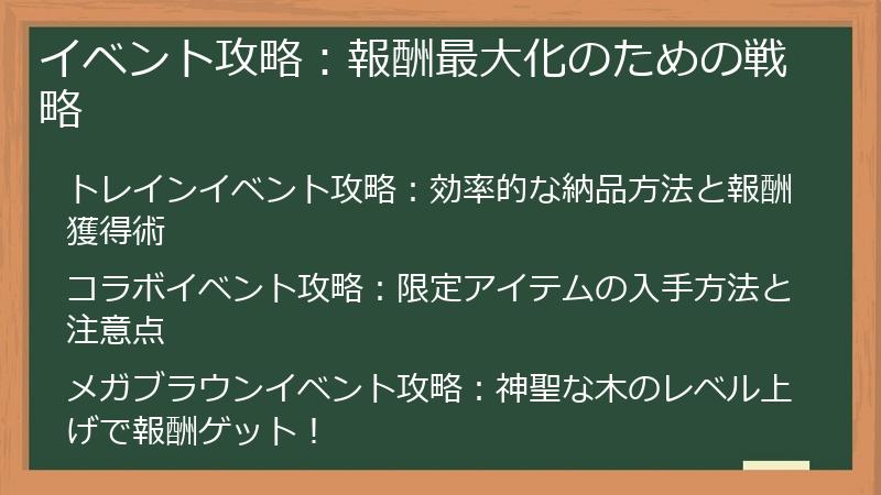 イベント攻略：報酬最大化のための戦略