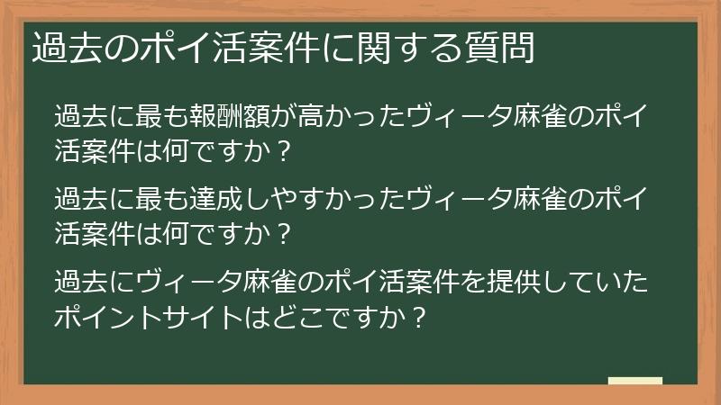 過去のポイ活案件に関する質問