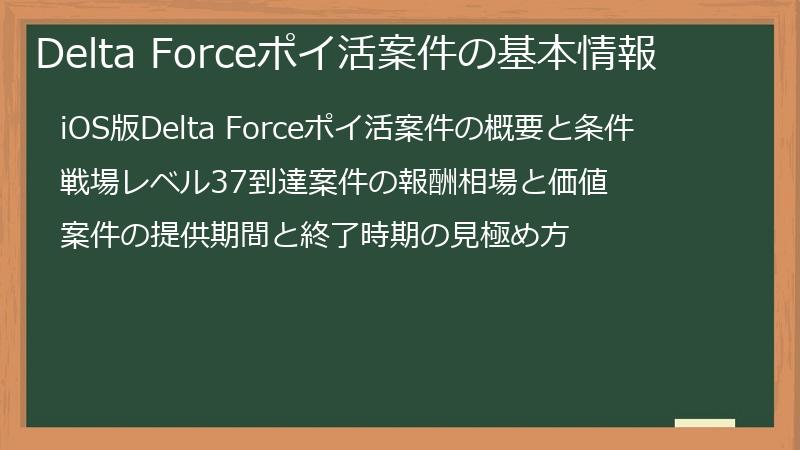 Delta Forceポイ活案件の基本情報