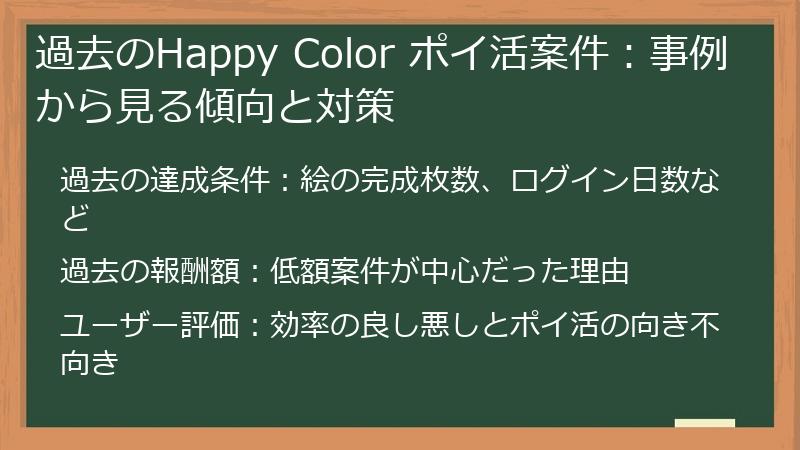 過去のHappy Color ポイ活案件：事例から見る傾向と対策