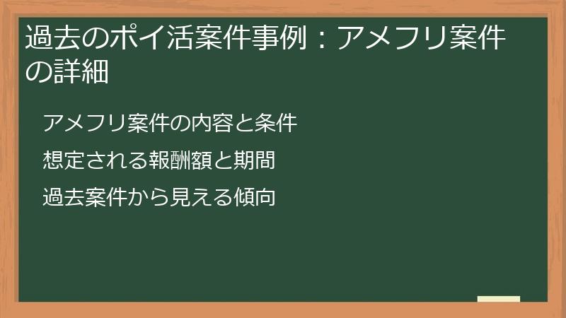 過去のポイ活案件事例：アメフリ案件の詳細