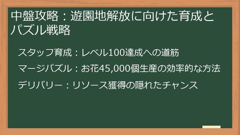 中盤攻略：遊園地解放に向けた育成とパズル戦略