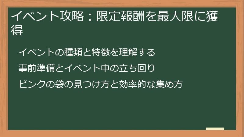 イベント攻略：限定報酬を最大限に獲得