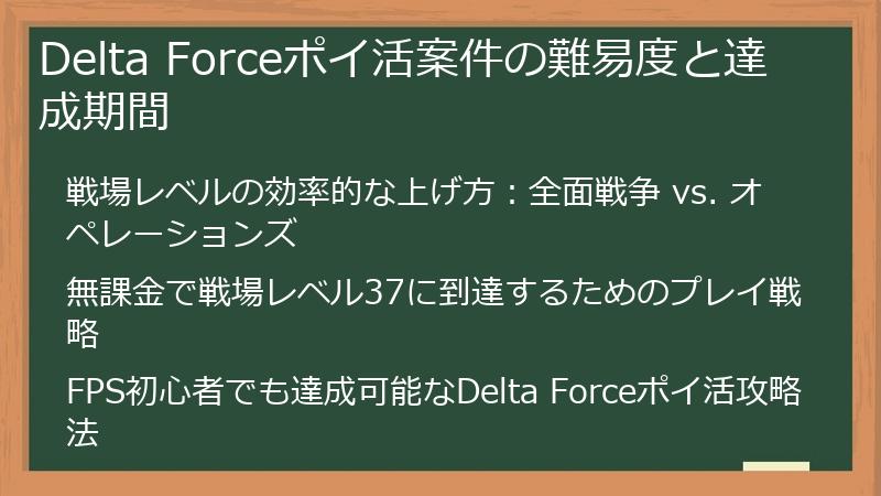 Delta Forceポイ活案件の難易度と達成期間