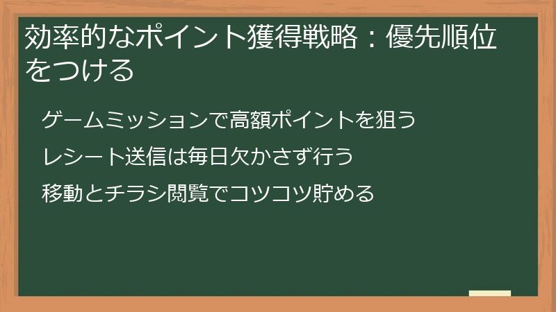 効率的なポイント獲得戦略：優先順位をつける