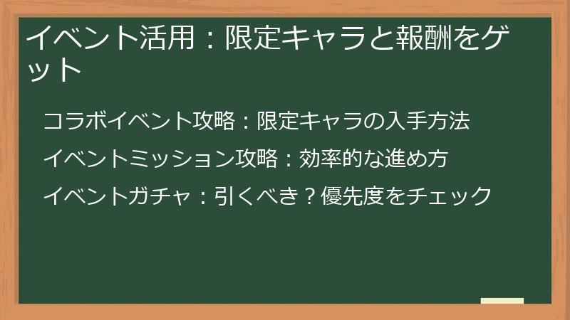 イベント活用：限定キャラと報酬をゲット