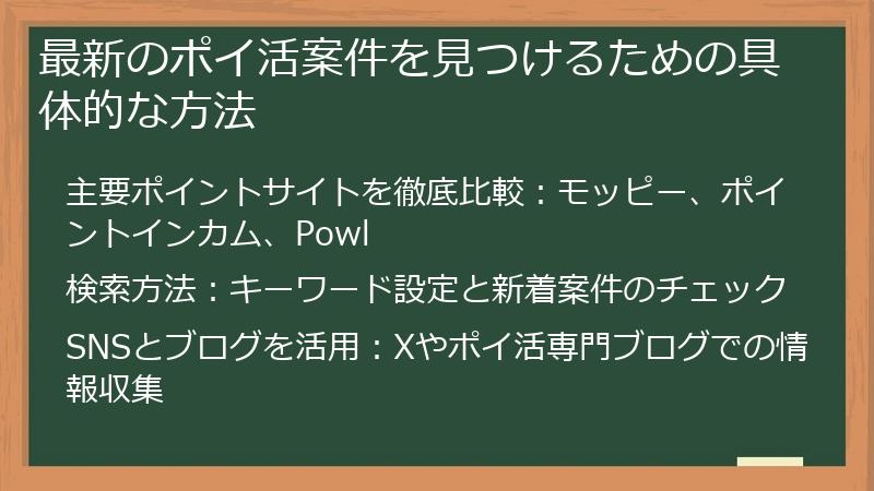 最新のポイ活案件を見つけるための具体的な方法
