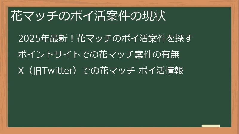 花マッチのポイ活案件の現状