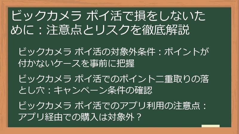 ビックカメラ ポイ活で損をしないために:注意点とリスクを徹底解説