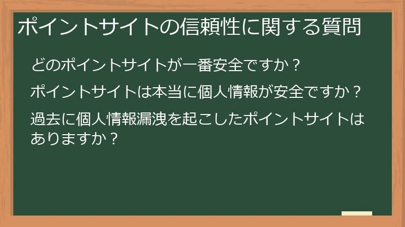 ポイントサイトの信頼性に関する質問