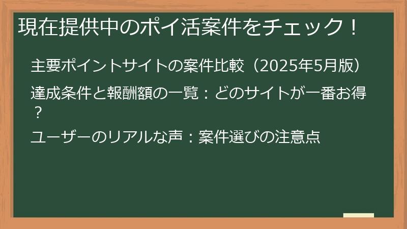 現在提供中のポイ活案件をチェック！