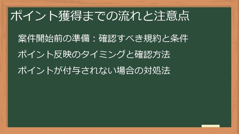 ポイント獲得までの流れと注意点