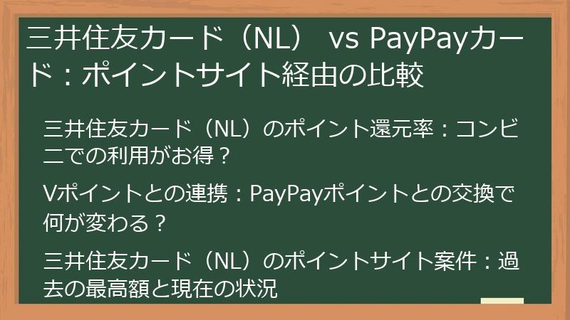 三井住友カード(NL) vs PayPayカード:ポイントサイト経由の比較